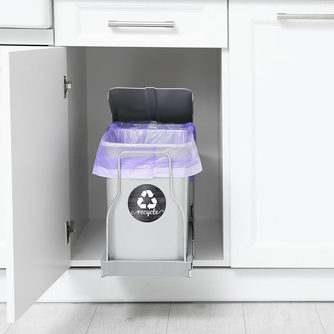 Farmhouse Recycling Stickers for Trash Can & Bins, 3.5" Recycle Stickers for Trash Bins, Laminated Recycle Sticker for Kitchen Garbage Can Recycling Bin Combo, Made in USA, Rustic Black Wood