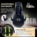 SAFEBUILDER Ear Muffs Noise Reduction SNR 33dB Adjustable Lightweight Safety Earmuffs Sound Proof Noise Cancelling ANSI