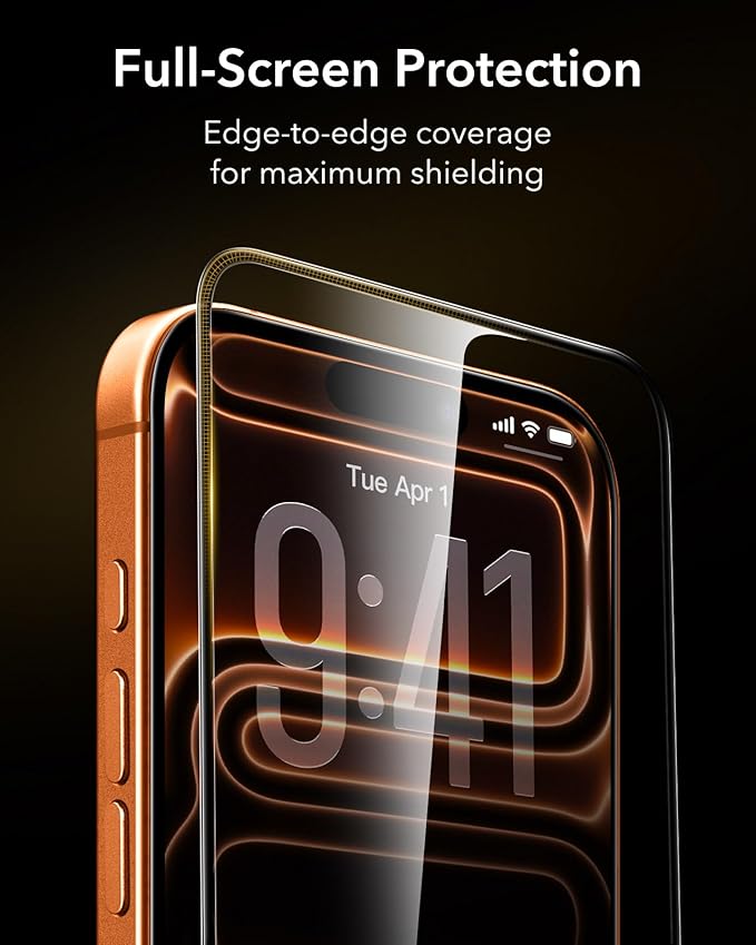 ESR Accessory Glass by Corning™ 3 Pack 9H+ Glass for iPhone 17 Pro Screen Protector, with AR Anti-Reflective Technology, Military Grade Shatterproof & Durable with UltraFit Tray
