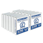 Samsill 2 Inch 3 Ring Binders, Made in USA, Economy Round Ring, Clear View Cover, 425 Sheet Capacity - for School, Home, Office - White, 12 Pack