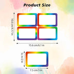 Wonmon 200 PCS Rainbow Name Tags Stickers, Self Adhesive Colorful Rainbow Name Tag Labels Stickers for Back to School Classroom Student Office Desk Cubby Locker Themed Party, 2x3 inch