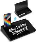 Small Glass Desktop Whiteboard 11.8×7”, Dry Erase Note Memo Board, Desk Organizer with Storage for Desk, Office, School Supplies, Black, 2026