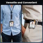 Oaridey ID Badge Holder with Lanyard, Safety Breakaway Lanyard with ID Holder, ID Card Holder with 5 Cards Capacity, Carbon Fiber Bagde Wllet, Quick Release, Perfect for Work and Daily Use