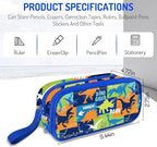 Fitvc Large Pencil Case for Boys,Dinosaur Boys Pencil Pouch for Kids Teens School,Large Capacity Pen Box Marker Organizer for School