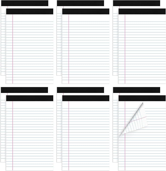Thboxes 12 Pack Legal Pad 5x8, 360 Sheets Small Note Pad College Ruled Writing Pad Perforated Notepad for School, Office, To-Do Lists Grocery List Shopping List, 30 Sheets White