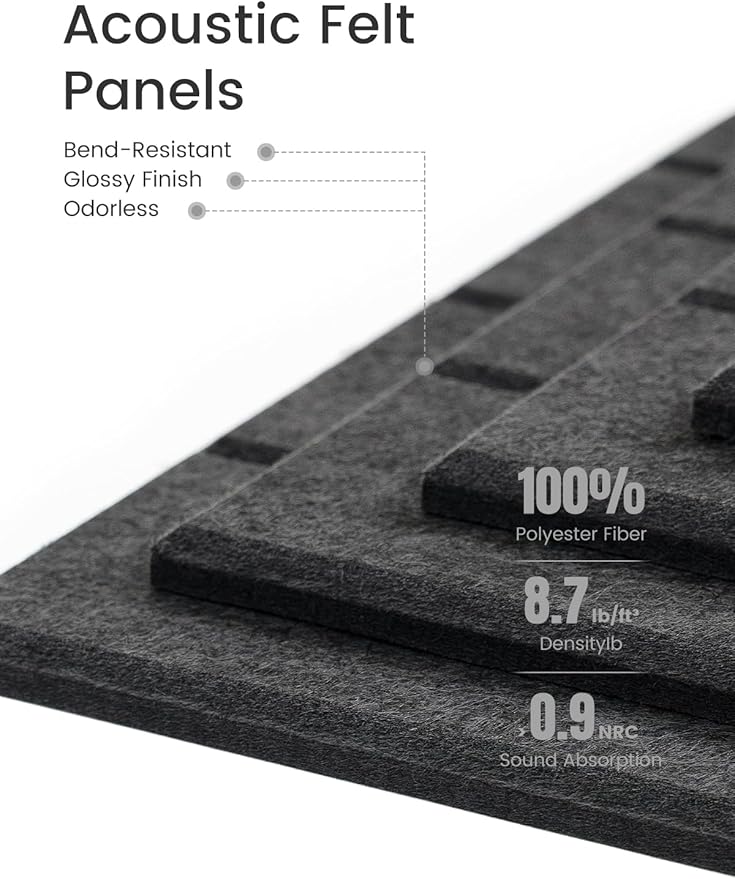 Fluxynara Felt Bulletin Board Tiles -28"x18" Cork Board Alternative for Office Decor, Push Pin Board Wall Organizer 6-Pack - Charcoal Gray