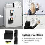MoKo Magneitc Dry Erase Marker Holder Set, 3-Pack Magnetic Marker Pencil Pen Holder Cup Organizer for Metal & Magnetic Surface, 1 Large with Divider & 2 Small Holders & 1 Dry Erase, Black