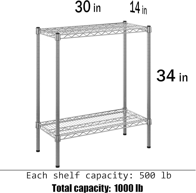 Regal Altair 14" Deep x 30" Wide x 34" Height Wire Shelving Kit | 2-Tier | NSF Commercial Storage Rack Unit