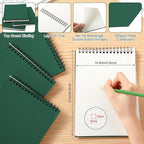 Engrowtic 6 Pack Graph Paper Spiral Notepad A5 Top Wirebound Notepad Grid Notebook Steno Pads Memo Notebook Grid Paper 140 Pages for Writing Sketching Drawing Office Supplies (Dark Green)