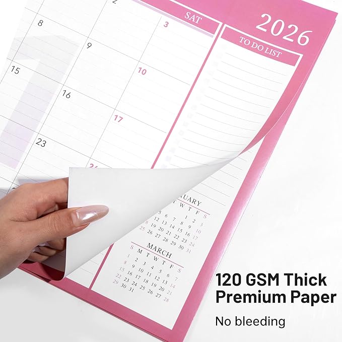 Yoment Desk Calendar Refill 2026-2027, July 2026-Dec 2027, Large 10"x16" Monthly Planner with to-do Lists 18 Months Calendar for Office School Home, Pink