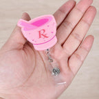 Funny Pink RX Nurse Badge Reel, Cute Pharmacy Tech Mortar and Pestle Retractable ID Card Medical Badge Holder, Name Tag Badge Buddy for RN Pharm Nurse Nursing Student Pharmacist Doctor Medical Workers