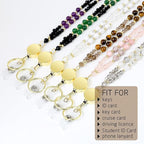 AIDSOTOU Lanyards for ID Badges and Keys,Natural Stone Beaded Teacher Lanyard for Women,Retractable Lanyard with ID Holder Cute Lanyards for Teachers (Green)