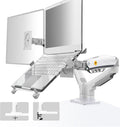 NB North Bayou Laptop Mount with Adjustable Tray for 10-17”Notebook, Full Motion Arm with VESA Plate for 17-30”Monitor,Clamp-on Grommet Mounting F160-FP (White)