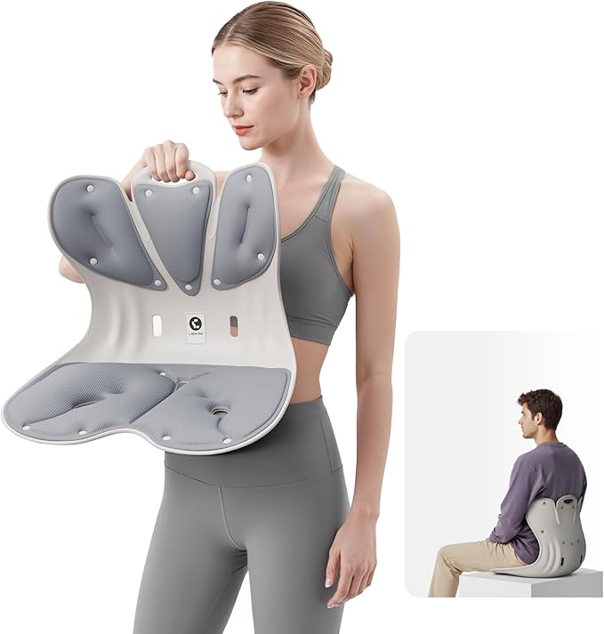 CabSupport Lumbar Support for Office Chair M5 Plus – Ergonomic Support Seat for Posture Correction and Lower Back Pain Relief – Extra Wide & Sturdy, Washable Pads for Office, Home, Car & Floor Sitting