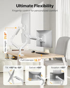 monTEK Sleek Aluminum Monitor Arm for 17–57” Ultrawide Screens up to 59.4 lbs, USB 3.0 A/C, Heavy Duty Single Monitor Arm Desk Mount, Pneumatic Lift, Quick-Release Plate, Clamp/Grommet, VESA 100x100