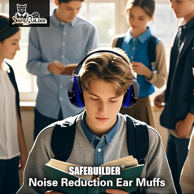 SAFEBUILDER Ear Muffs Noise Reduction SNR 33dB Adjustable Lightweight Safety Earmuffs Sound Proof Noise Cancelling ANSI