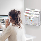 Acrimet Horizontal Triple File Folder Holder, Open Top Desktop Document Sorter for Letter Size Papers & Folders, Plastic (Clear Crystal)