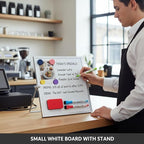 MXG 10x10 Inch Magnetic Dry Erase Board, Double Sided Small Whiteboard with Stand, 360° Rotatable & Adjustable, Includes Markers, Eraser & Magnets, for Office, Home, Fridge, Wall