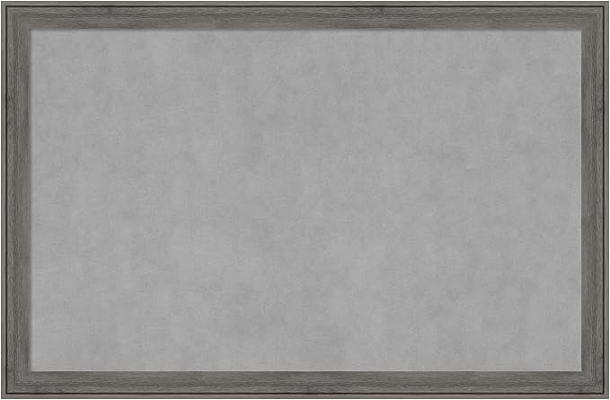 Amanti Art Grey Framed Magnetic Board 23x35 Large Vision Board for use with Magnets, 100% Metal Sheet to Display Items as Office Decor or for Home Organization in mudroom, Kitchen or Kids Room