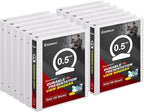 COMIX Sturdy 3 Ring Binder 0.5 inch with Clear View Cover, 1/2" Round Ring View Binder, PVC-Free, 2.4mm-Thick, 100 Sheets Capacity of US Letter Size Paper, Office ＆ School Supplies, Pack of 12 (White)