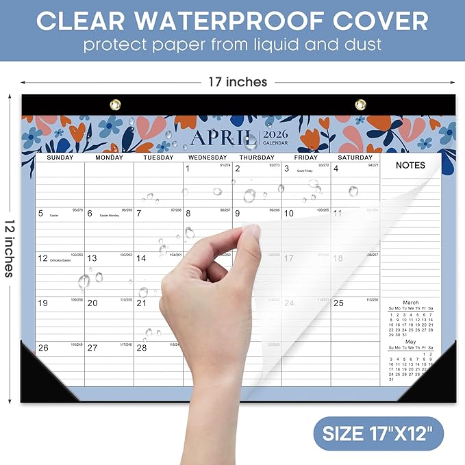 3 Pack of Desk Calendar 2026, 21 Months Calendar Runs from October 2025 to June 2027 - Large 17" x 12" Desktop/Wall Monthly Planner for Home School, or Office - Twilight Petals