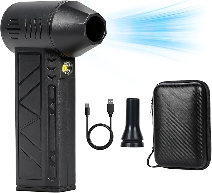 130,000RPM Cordless Air Duster with LED Light, 3-Speed Electric Air Blower & Handheld Flashlight, Rechargeable Dust Blower for PC, Keyboard, Car, Home Dark Area Cleaning