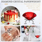 PATIKIL Diamond Crystal Paperweight, 100mm / 3.94" Crystal Paperweight Paper Weight with Silver 25 Metal Base for Home Office Desktop Table Decor Wedding Party Ornaments, Red