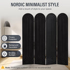 Asnefeli Room Divider and Folding Privacy Screen, 4 Panel Wood Arched Room Divider Wall, Portable Freestanding Partition Screen, Partition Divider for Room Separation for Home Office Bedroom, Black