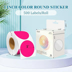 2 Inch Round Color Coding Labels (500 Count) - Fluorescent Pink Dot Stickers Circle Labels with Dispenser Box for Warehouse, Filing, Industrial, Office Organization