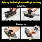 XUDAKAIXIN Grill Brush and Scraper, Dual Grip Design,Extra Strong BBQ Cleaner Accessories,Safe Nylon Bristles Barbecue Triple Scrubbers Cleaning Brush for Cast Iron Grates/Porcelain/Charcoal Grill