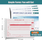 Daily Log Books for Truck Drivers with 7 & 8 Day Recap, 5 Pack, 2-Ply Carbonless, 35 Sets of Forms per Book, 8.5" x 5.5", Paper Driver Log Books for Truckers, Meet Requirements