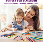 Craiiby Premium Colored Pencils, Soft Core, 288 Count (Pack of 24), 12 Colors Pre-sharpened Color Pencils Bulk, Back to School Supplies, Classroom Prizes (24)
