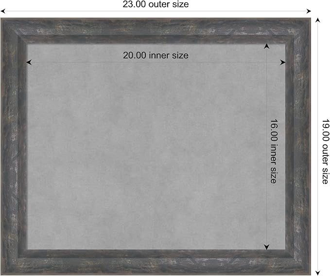Amanti Art Grey Framed Magnetic Board 19x23 Small Vision Board for use with Magnets, 100% Metal Sheet to Display Items as Office Decor or for Home Organization in mudroom, Kitchen or Kids Room