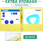 3 Ring Binder 0.5 Inch, PANDRI 6 Pack 1/2-Inch Binder Fits Letter Size 8.5'' x 11'' Paper, Versatile Binders for Office Home School, 2 Pockets, Assorted 6 Color