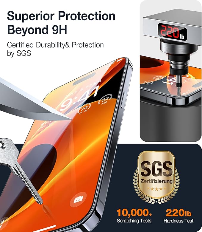 UltraGlass 9H+ Glass for iPhone 15 Plus Screen Protector [UNBREAK 9H+ Shatterproof & Full Coverage] Tempered Glass [Longest Durable] Military-Grade Protection, 2 Packs