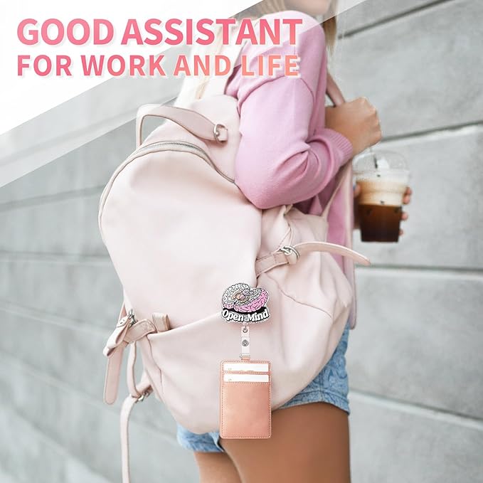Aoryalps Open Mind Retractable Badge Reel Holder Retractable with ID Clip for Nurse Nursing Name Tag Card Nursing Student Teacher Doctor Medical Assistant Work Office Clip-Gifts for Nurse