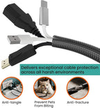 Cable Management Sleeve 10ft (120 inch) - 1/2 inch, PET Expandable Braided Cord Organizer, Split Wire Loom Tubing Reversible Cord Protector for TV USB PC Ethernet Cable Hider Protect Pets Kids