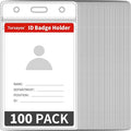 Turxayox 100 Pcs Clear ID Badge Holder, Vertical Plastic Name Tag Protector, Key Card Cover Sleeve, Work I'd Badge Badge Holders with Waterproof Resealable Zipper for Nurse Lanyard