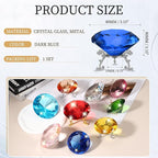 PATIKIL Diamond Crystal Paperweight, 80mm / 3.15" Crystal Paperweight Paper Weight with Silver 19 Metal Base for Home Office Desktop Table Decor Wedding Party Ornaments, Dark Blue