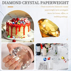 PATIKIL 5 Pcs Diamond Crystal Paperweight, 40mm / 1.57 Inch Crystal Paperweight Paper Weight for Home Office Desktop Table Decor Wedding Party Jewelry Ornaments, Brown