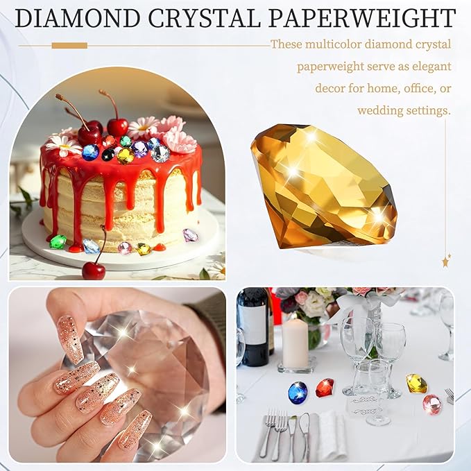 PATIKIL 5 Pcs Diamond Crystal Paperweight, 40mm / 1.57 Inch Crystal Paperweight Paper Weight for Home Office Desktop Table Decor Wedding Party Jewelry Ornaments, Brown