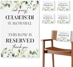 ChissNook Reserved Seating Chair Signs, This Row Is Reserved Pew Cloths Seating Placeholder for Church Pews, Wedding Decorations for Reception Parties Celebrations Event Meetings (Green, 4 PCS)