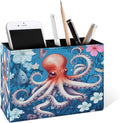 Famame Cute Octopus Flowers Pencil Holder for Desk, Leather Desktop Container Pen Cup Storage Study Table Pen Organizer Makeup Brush Holder for Classroom Office Home