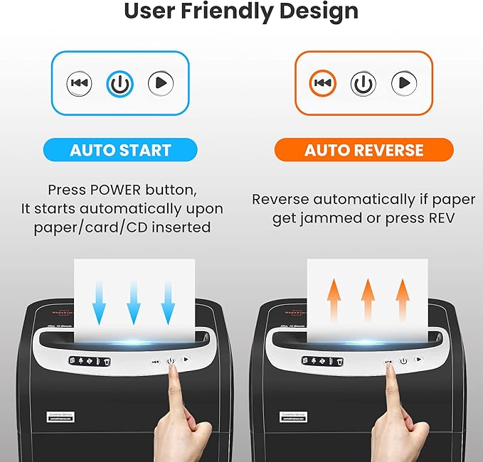 VidaTeco Paper Shredder for Home Office Heavy Duty with 60 Mins Running with US Patented Cutter,Shred CD/Card with Extra Large Bin,AUTO Jam Proof(ETL) (18-Sheet Micro Cut)