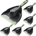 Zopeal 6 Set Dust Pan and Brush Set, Small Dustpan with Broom, Handheld Angle Broom and Dustpan Set for Home Room Kitchen Car Office Lobby Indoor Floor Cleaning