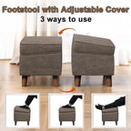 FAGAGA Foot Rests with Adjustable Cover, BOGO, Storage Ottoman Dorm, Footstool and Sitting Stool, Ottoman Foot Stool Set for Living Room, Bedroom, Dorm, Brown