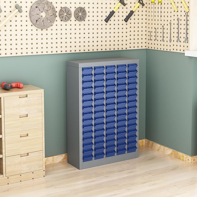 Exerock 75 Drawer Tool Storage Cabinet with ABS Drawers, Bolt and Nut Organizer Parts Box, Hardware Shelving Unit for Garage and Workshop
