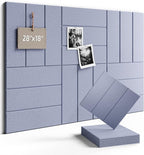 Fluxynara Felt Bulletin Board Tiles -28"x18" with 40 Adhesive Tabs, Cork Board Alternative for Office Decor, Push Pin Board Wall Organizer 6-Pack(Soft Periwinkle)