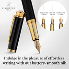Ellington Pens Luxury Fountain Pen Set- Extra Fine Nib- Includes 3 Ink Cartridges, Refillable Ink Converter, Gift Box -Fountain Pens For Writing, Calligraphy, Journaling, Sketching (Noble Heritage)