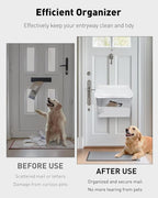 Uniclife White Mail Slot Catcher for Door, Large Capacity Letter Catcher Letterbox Catcher, Front Door Mail Catcher with Hook and Loop Fasteners, Indoor Post Catcher Bag for Small Packages & Magazines